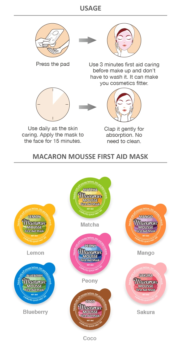 GMPC Factory OEM 2021 Mango Macaron Mouse First Aid Face Mask Deeply Brightening and Moisturizing Skin Care