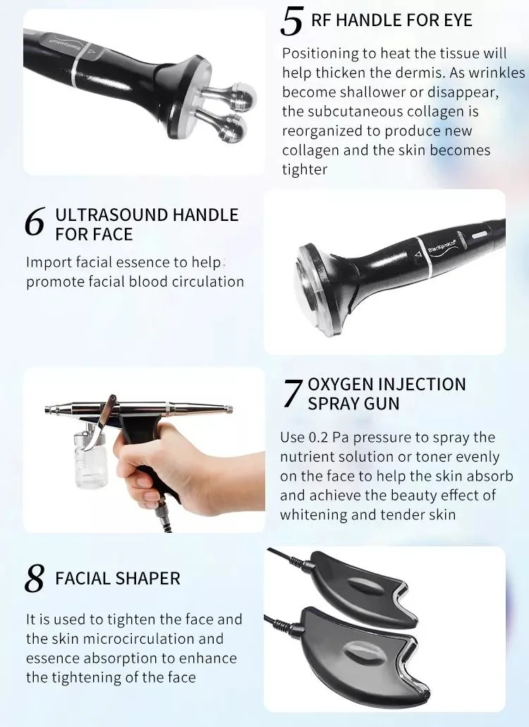 Dpl Oxygen Jet for Skin Care Salon 9 in 1 Hydra Skin Care Machines Skin Care Faciel Deep Cleaning Face Beauty Equipment