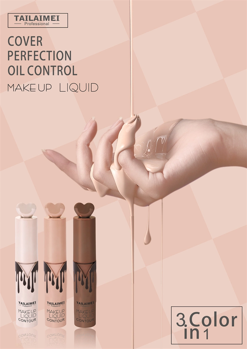 Tlm Cosmetic OEM ODM Custom 3 Colors in 1 Make up Oil Control Concealer Natural Repair Face Brightening Makeup Liquid Concealer Stick