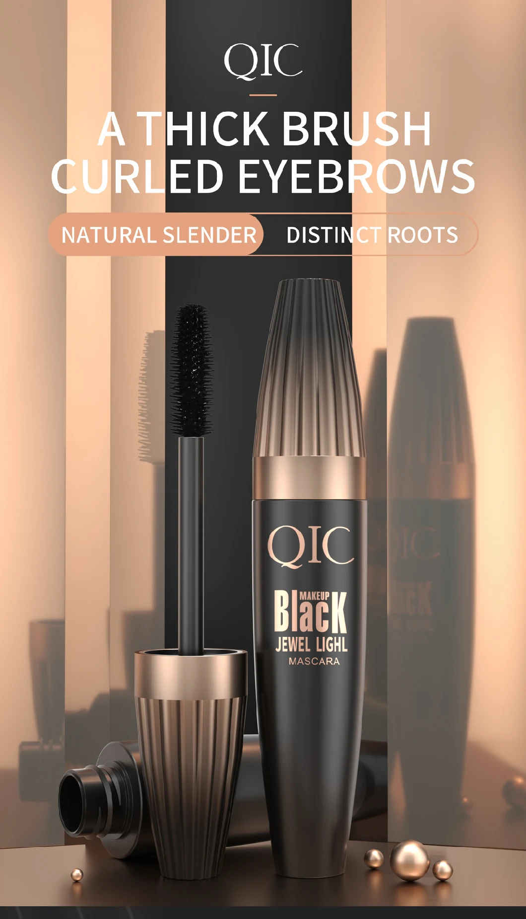 Brand OEM Black Mascara Slender Thick Curls Waterproof Makeup