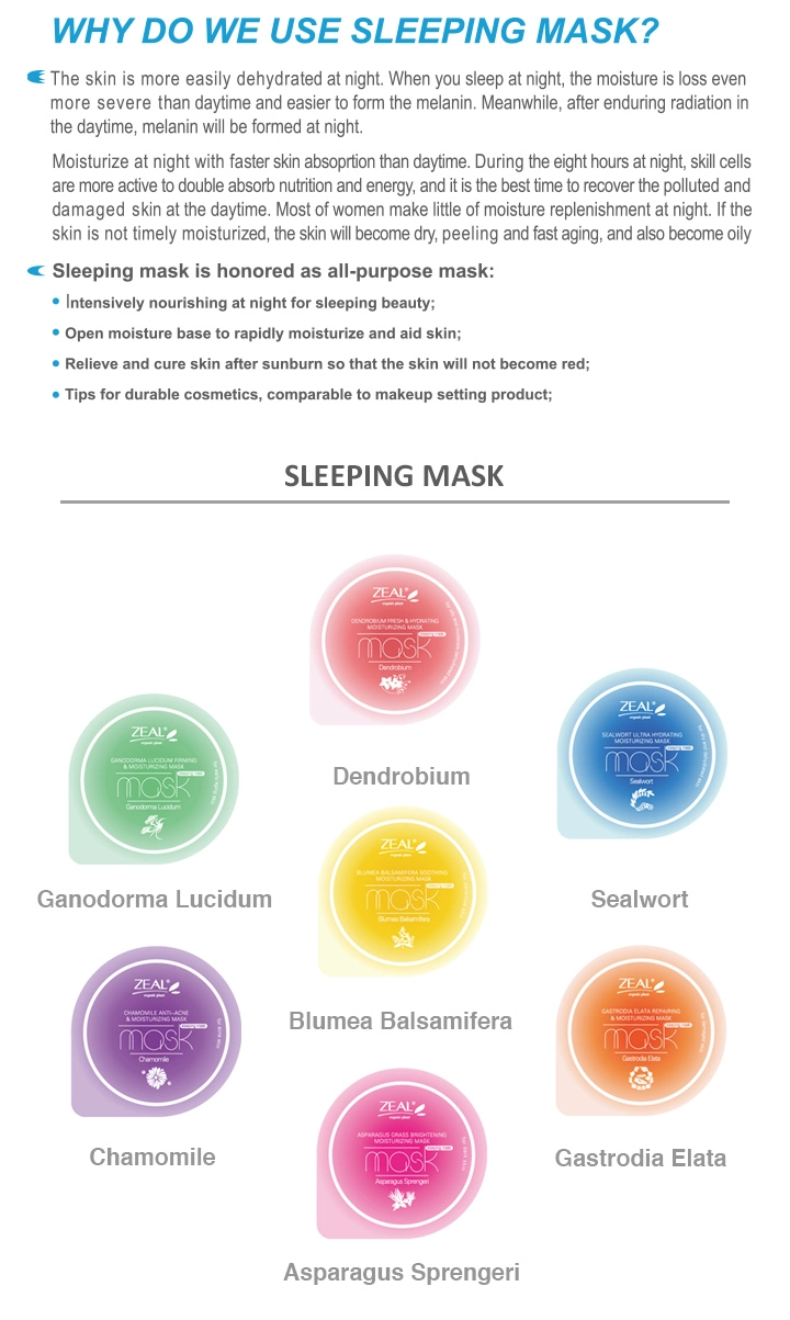 GMPC Factory OEM Asparagus Face Deep Moisturizing Facial Sleep Mask Face Care