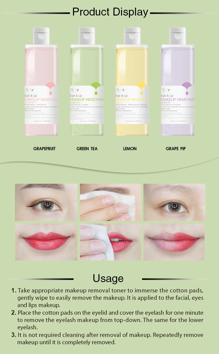 OEM 4 Types Natural Extract Cosmetics Products Skin Treatment Facial Cleansing Beauty Skin Care Product Refresh Eye&Lip Makeup Romover