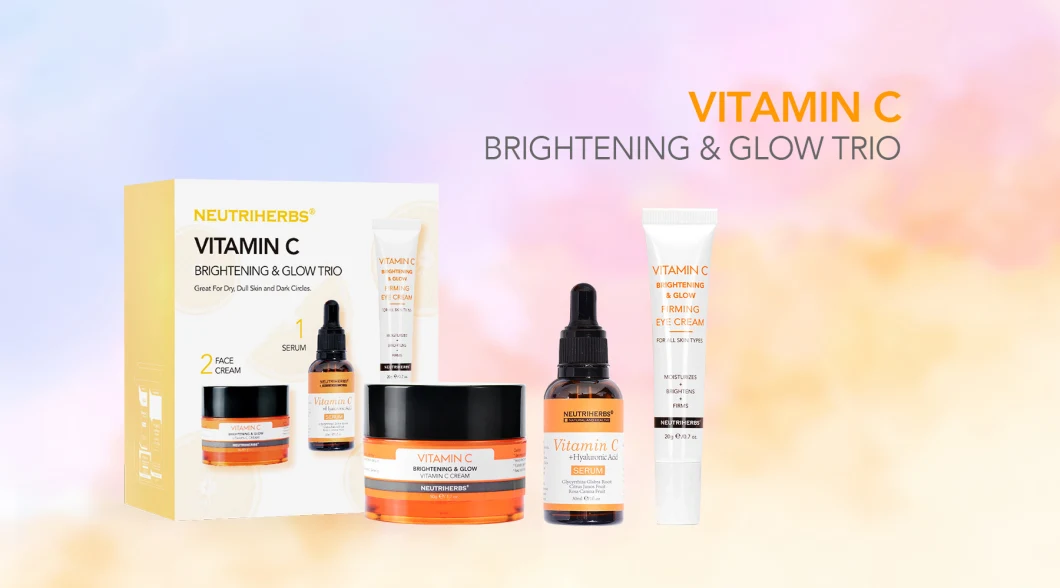 Hot Sale Skin Care OEM Vitamin C for Dark Spots Antioxidant Glowing Face Serum Skin Set