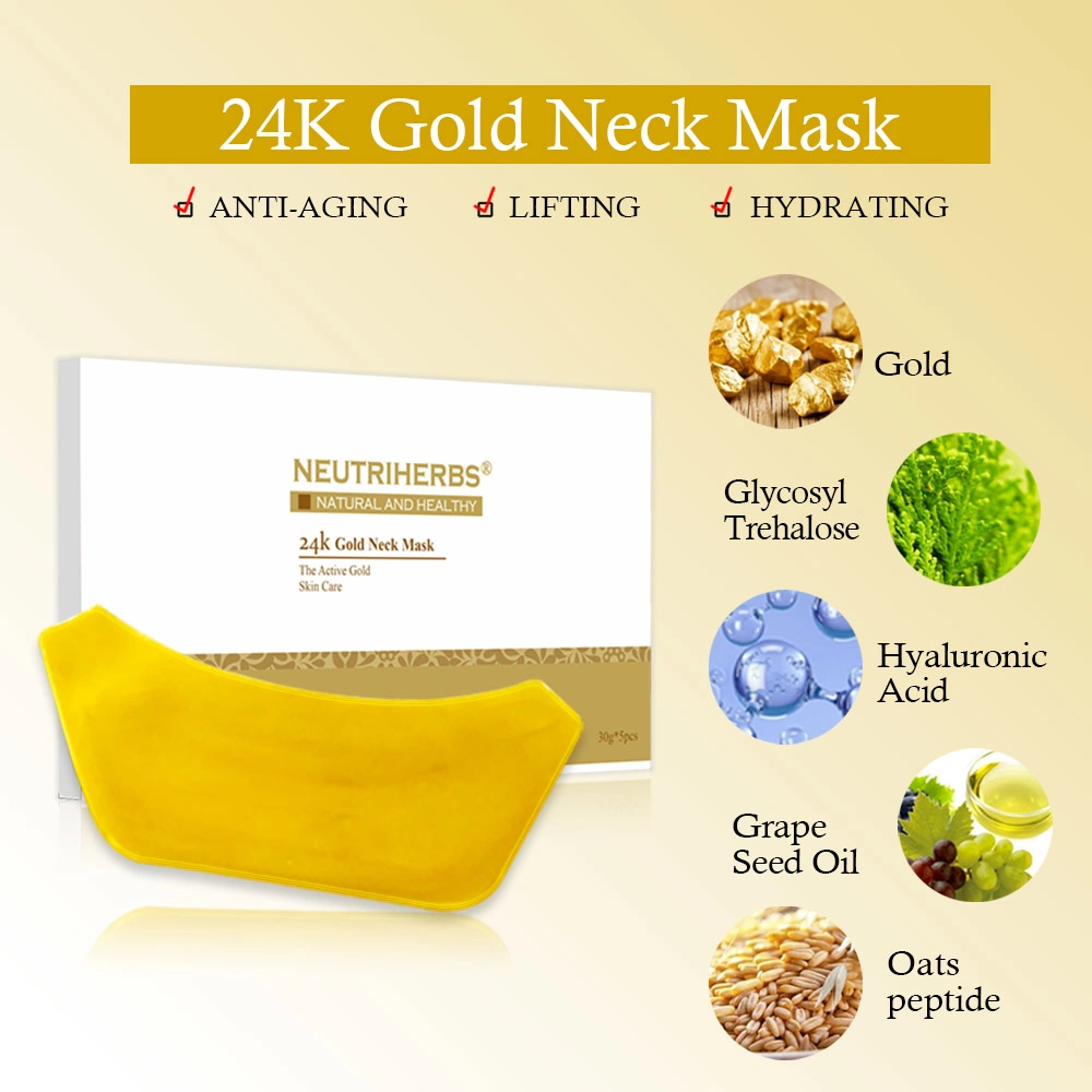 OEM ODM Skin Care Anti Wrinkle Tightening 24K Gold Crystal Collagen Neck Mask