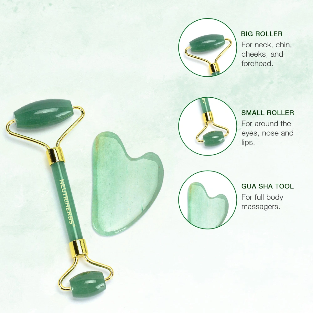 High Quality Private Label Facial Health Care Anti Aging Green Jade Roller Tool