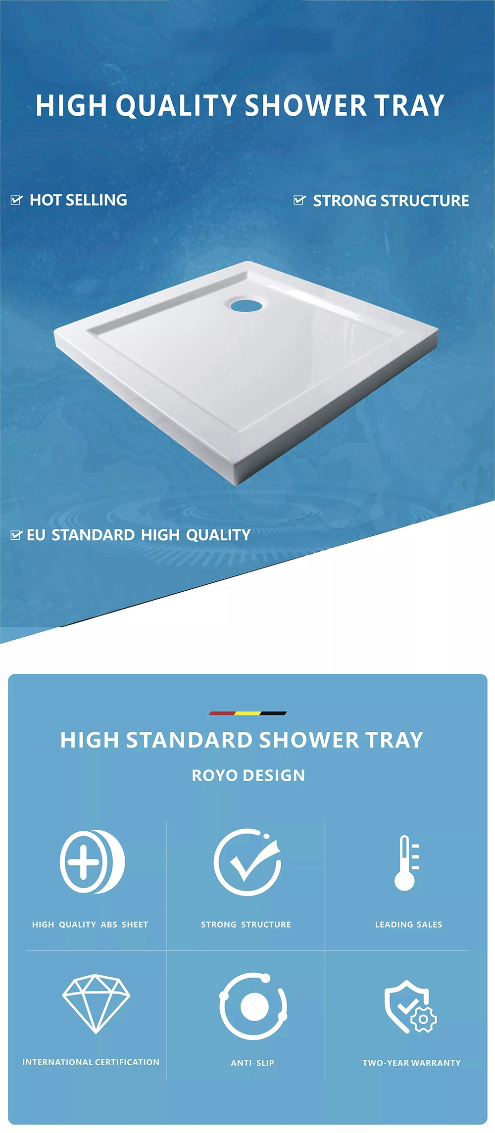 Single Threshold Shower Base, Acrylic OEM / ODM Cheap Shower Tray, Bathroom Products