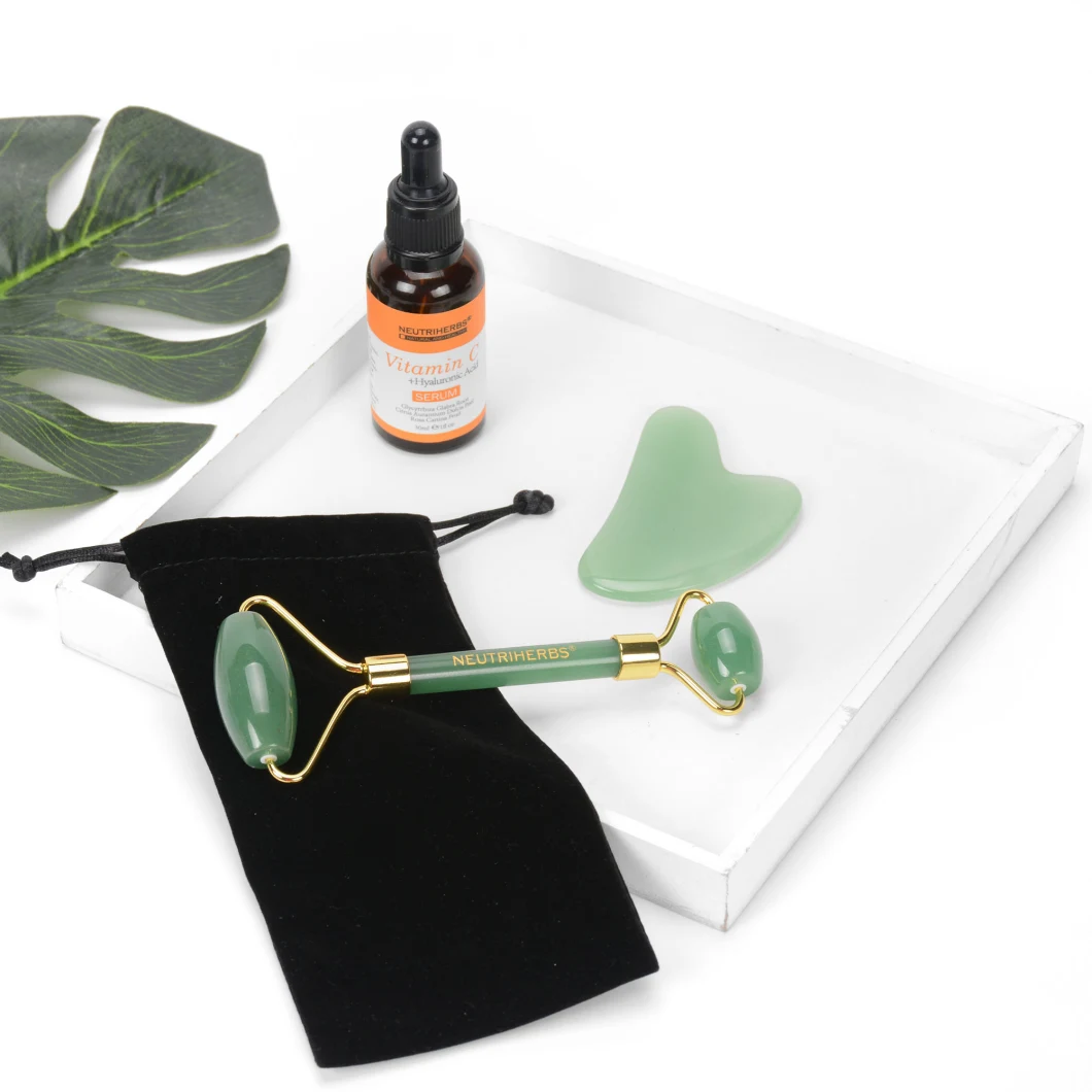Hot Selling Private Label Vitamin C Serum Health Care Anti Aging Green Jade Roller Tool