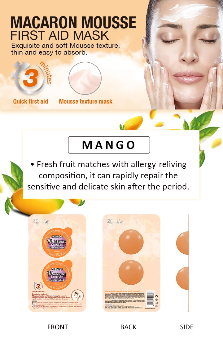 GMPC Factory OEM 2021 Mango Macaron Mouse First Aid Face Mask Deeply Brightening and Moisturizing Skin Care