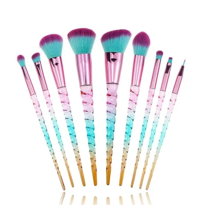 2023 9PCS Rainbow Transparent Makeup Brush Set Cosmetic Factory OEM/ODM Brushes Makeup